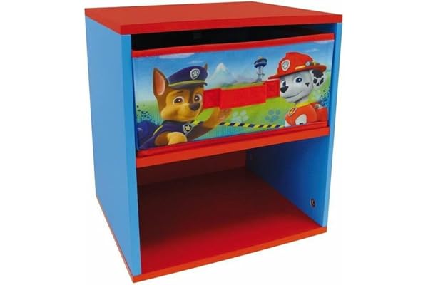 FUN HOUSE 712533 Paw Patrol sängbord för barn med låda MDF trä/blå icke-vävt tyg 33 x 30 x 36 cm