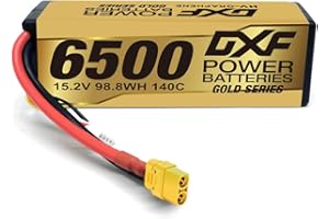 DXF Batterie Li-Poly LCG HV Lipo 15,2 V 6500 mAh 140 C 4S Grade A avec prise XT90 pour modèle RC voiture bateau camion buggy