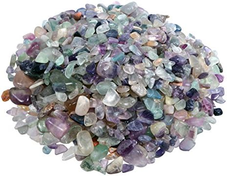 Mini tumbled stones, made of multicoloured fluorite, 100 g, chips with 4 mm to 8 mm in diameter