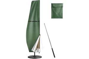MI CASA Sonnenschirm Schutzhülle mit Stab, Wetterfest Schutzhülle für Ampelschirm 2 bis 3 M Große, UV Gartenschirm Abdeckung Sonnenschirm Schutzhülle Ampelschirm Abdeckhaube - 265x40x70/50cm,grün