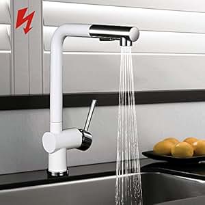 Homelody (3 Schläuche)Niederdruck Küchenarmatur Weiss Wasserhahn Küche