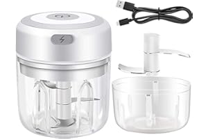 Peppy Mini Blender Elettrico Ricaricabile USB Portatile con Lame in Acciaio Inossidabile, Tritatutto Alimentare per Aglio, Cipolle, Carne, Peperoncino, Gadget da Cucina Compatto
