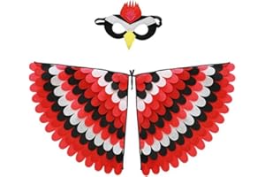Proumhang Costume da 2 pezzi per bambini con ali di uccello per età da 3 a 8 anni,gufo di uccello e maschera di pavone vestito da gufo, maschera per occhi e ali di feltro,Halloween,Stile 11