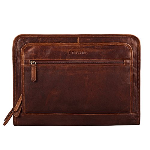 STILORD 'Maximilian' Bolsa de Transporte Portátil Portadocumentos Piel Cuero 13,3 Pulgadas Funda Mujer Hombre Marrón, Color:kara - cognac