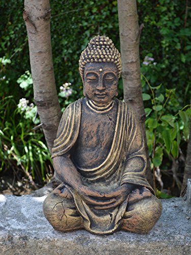 Herrlicher großer Buddha Feng-Shui in Exklusivfarbe Mönch aus Steinguss, frostfest