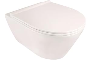 'aquaSu® Wand-WC-Set laGon | Spülrandlos | Inklusive WC-Sitz | Tiefspüler | Weiß | Toilette | Spülrandloses WC | Klo | Hänge-WC | Randlos