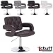 Produktbild Designer Drehstuhl DALLAS von 1stuff - üppige 50cm Sitzbreite! - höhenverstellbar und drehbar - 130kg belastbar - Esszimmerstuhl, Friseurstuhl, Schminkstuhl, Kosmetikstuhl, Loungesessel, Clubsessel, Barstuhl, Drehsessel (dunkelbraun)