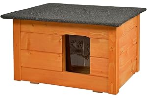 WOODOK Maison pour Chat extérieur isolée - 54x39x34 cm (Teak, 59P x 49l x 34H centimètres)