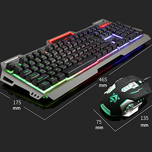 urchoiceltd® 2016 Ajazz X5 + Rainbow Hintergrundbeleuchtung Gaming Tastatur + 800/1200/1600/2400DPI 6 Tasten pro Gaming Maus + schwarz Tempel Mauspad - 4