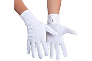 Boland - Handschuhe weiß, mit Druckknopf, Erwachsene, Sticknaht auf dem Handrücken, Weihnachten, Nikolaus, Karneval, Halloween, Fasching, Mottoparty, Verkleidung, Theater