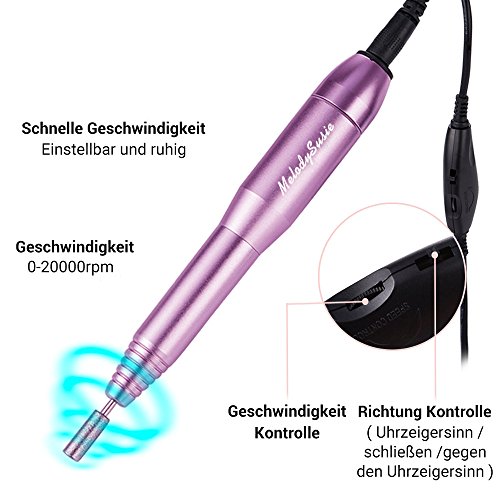 MelodySusie® Nagelfräser Set Nagelstudio für Pediküre und Maniküre Fräser Nagelfeile - 4