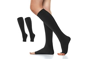 Migliore Wear Skarpety uciskowe dla kobiet i mężczyzn, 20-30 mmHg, klasa 2, medyczne pończochy uciskowe, pończochy uciskowe, pończochy uciskowe z otwartymi palcami