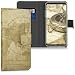 Produktbild kwmobile Hülle für LG Q6 - Wallet Case Handy Schutzhülle Kunstleder - Handycover Klapphülle mit Kartenfach und Ständer Weltkarte Vintage Design Braun Hellbraun