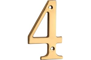 HASWARE 10 cm mosiężny nowoczesny zakrzywiony numer domu polerowane mosiężne wykończenie stylowe numery drzwi oznakowanie tablica uliczna numery adresowe domu (4, mosiądz)