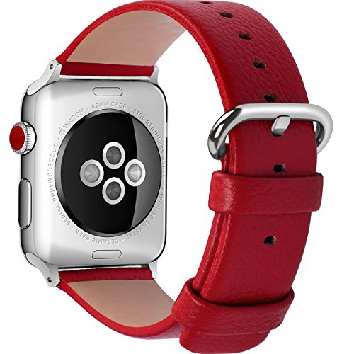 Fullmosa Compatible Correa Apple Watch 38mm 42mm Cuero  15 Colores Correa para Apple Watch iWatch Serie 3 Serie 2 Serie 1  Sangre Roja 38mm