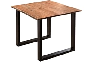 ‎SAM SAM Esszimmertisch 80x80 cm Quinn, echte Baumkante, nussbaumfarben, massiver Esstisch aus Akazienholz, Metallbeine Schwarz, Baumkantentisch, FSC® 100% Zertifiziert