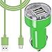 Produktbild Xiaomi Mi 5S Car Charger Kfz Ladegerät DUAL USB Steckplatz Adapter mit 1 x Type-C Lade USB C Datenkabel [ Green]