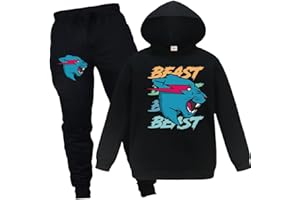 Forlcool Mr Beast Merch Kinder Jungen Mädchen Sport Trainingsanzug Lustige Outfits Bequem Hoodie + Hose Anzüge