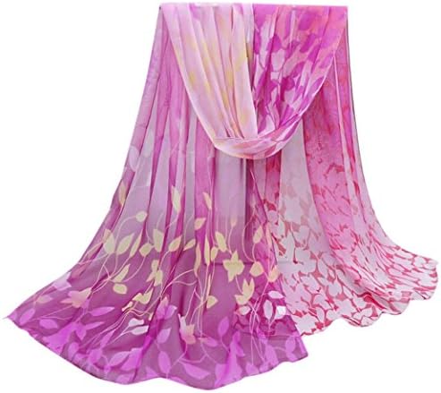 WINWINTOM Women Design Printed Soft Silk Chiffon Shawl Wrap Scarf (Purple)