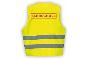 Fassbender-Druck WARNWESTEN - Sicherheitsweste GELB Warnweste nach EN ISO 20471 zertifiziert - Warn Weste für FAHRSCHULE- Unisex mit hochwertigem Reflektorstreifen