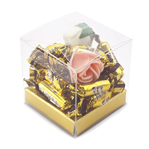 50 x Hochzeit Geburt Party Gastgeschenk Transparent Geschenkbox Kartonage Geschenkverpackung Bonboniere Box Geschenkschachtel Gift box Tischdeko 5*5*5cm - 6