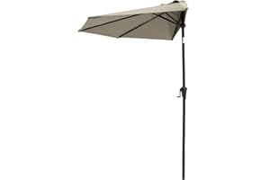 FLAME&SHADE 2.75m Half Round Outdoor Market Garden Parasol Patio Table Umbrella with Tilt and Crank for Wall Balcony, Taupe