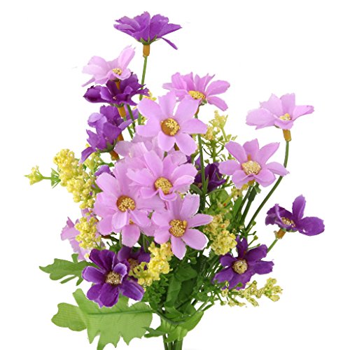 Ein Bündel gefälschte Cineraria künstlichen Blumenstrauß Hause Büro Dekor (Fuchsia und Lila) - 7