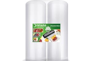 ‎WVACFRE WVacFre 2 Folienrollen 28x1500cm Vakuumierrollen für Lebensmittel,BPA-Frei Vakuumierbeutel Sous Vide Beutel Folien für Vakuumierer und Folienschweißgeräte Geeignet