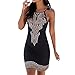 Produktbild JYJM  Abendkleider lang Damen Neckholder Boho Print Sleeveless Casual Mini Beachwear Kleid Sommerkleid Damen Off Cocktailkleid Shoulder Kleider Hochzeit Elegant Abendkleider 5 Farbe S/M/L/XL