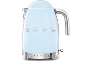 SMEG Jug Kettle, LED Display, 7 Temperature Settings, Acoustic Alarm, 3KW, 1.7L, Pastel Blue