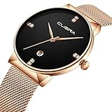 Uhren Damen,linqi1164 Armbanduhren für Frauen Günstige Uhren Wasserdicht Casual Analoge Quarz Uhr Luxus Armband Uhren Edelstahl Mesh Business Mädchen Frau Sport Uhr (Rose Gold)