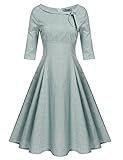 Acevog Damen 50s retro Kleid 1950er vintage Rockabilly Partykleider halbe Ärmel Cocktailkleider elegant Frühling S-XXL