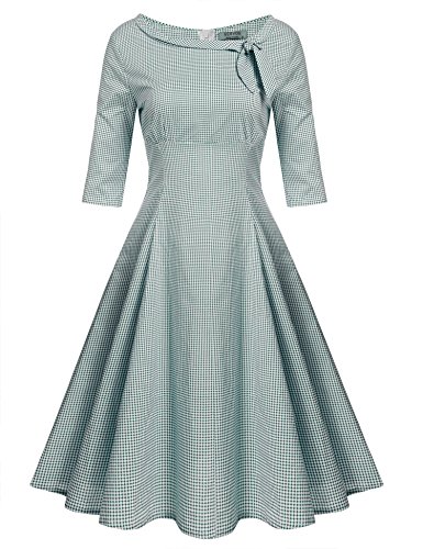 Acevog Damen 50s retro Kleid 1950er vintage Rockabilly Partykleider halbe Ärmel Cocktailkleider elegant Frühling S-XXL
