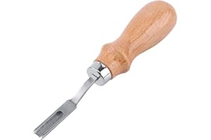 Akozon Leder Schälwerkzeug,Breiten Rand Beveler Leathercraft schälendes Trimmen Werkzeug Holz Griff bearbeitet Wide Mouth Edge Beveler Keen Edge Metal Trim Kit Kantenschäl Tool with Wooden Handle