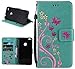 Produktbild Roreikes Huawei P8 Lite 2017 Hülle, Slim Retro Schmetterling und Blume PU Leder Bookstyle Handyhülle Tasche Flip Wallet Case mit Strap Portable Handytasche Anti-Scratch Shell Cash Pouch ID Card Slot Magnetverschluss Etui Soft Silikon Back Cover Folio Schale Schutzhüllen für Huawei P8 Lite 2017 (5,2 Zoll) - Grün