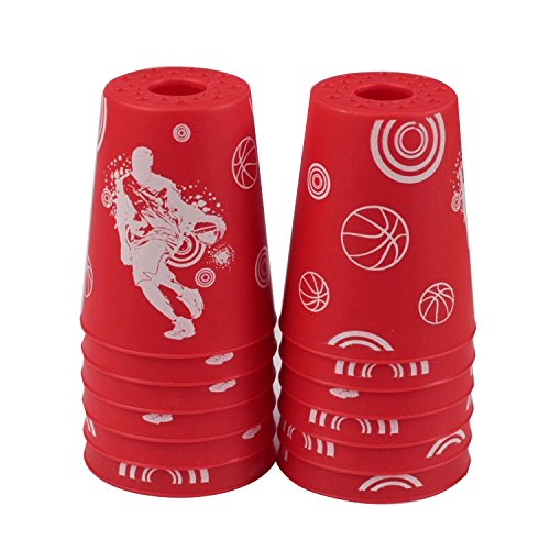 Dodolive®12Pcs Sport Stacking Cup Flyingcup Athletics Toys Sports Educational Gift Scrawl Design,Red