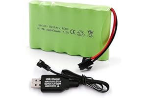 Gecoty® Batería Recargable Ni-MH AA de 7,2V 2400mAh con Cable de Carga (Conector SM)