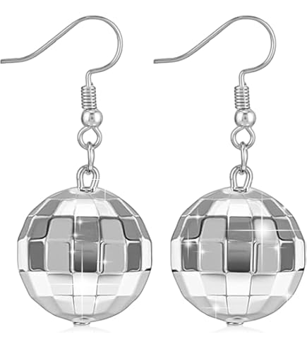 WIDMANN Orecchini A Sfera Discoteca Donna – Argento – Accessorio Per Carnevale E Feste A Tema