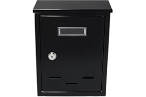 SEPERCASA Cassetta postale delle lettere per posta rettangolare in metallo verniciato per esterno con serratura e chiave (Nero)