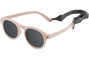 RRICHH Polarisierte Baby-Sonnenbrille mit Gurt, UV400-Schutz, für 8-48 Monate, für Jungen und Mädchen, für Strandurlaub, flexibler und unzerbrechlicher Rahmen, sehr flexibel und leicht, Rosa