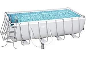 BESTWAY 56670 - Piscina Desmontable Tubular Power Steel 488x244x122 cm con Depuradora Cartucho 3.028 L/H con Cobertor y Escalera