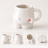 ARVALE El Yapımı Seramik G&ouml;bekli Şişman Obez Tasarım El Yapımı Mug Kupa Fincan Tasarım Mug Kupa