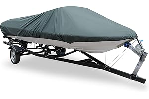UXCELL sourcingmap 20-22ft 210D Boat Cover Fishing Ski Bass Speedboat V-shape Gray