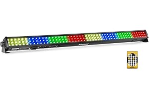 BeamZ LCB144 Barre LED RGB 144 LEDs - Modes DMX ou Autonome, 8 Sections Contrôlables, Fonction Maître/Esclave, Affichage LED, Télécommande Incluse, Idéal comme Jeu de Lumière pour vos Soirées