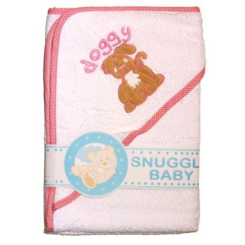 Baby Girl Doggy Hooded Bathrobe, Babies 100% Cotton Towel Bath Robe (75cm x 75cm) (Pink)