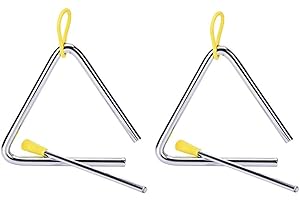 KOMUNJ 15cm/6inch Triangle Instrument With Beater, Musical Percussion Triangle Traditional Triangle Beaters Set for Child Adult School Percussion Workshops (two)