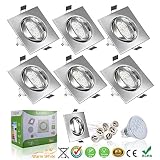 Liqoo Pack de 6 Foco Empotrable Led Gu10 Luz de Techo 6W equivalente a...