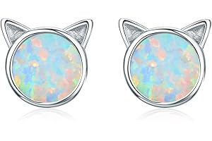 TIZU Orecchini Opale in Argento 925 Orecchini Stella Topolino Gatto Regali di Natale per Donna Bambina