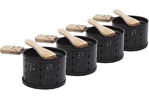 COOKUT - Lumi - Une raclette à la Bougie - Faites Fondre Votre Fromage en 3 Minutes - A Table, Devant la télé ou même en Pique Nique - Spatule Bois inclues - sans électricité - Pack de 4 appareils