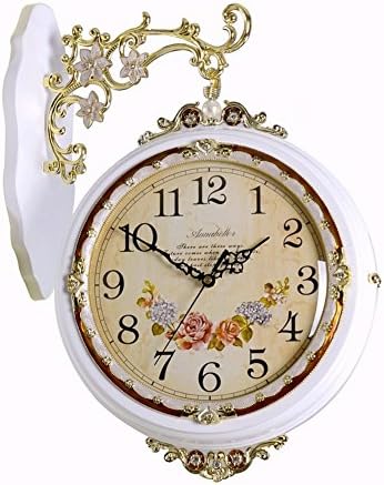 European-style two-sided wall clock,Mute the living room wall charts Creative atmosphere clock Modern simple home watch-E